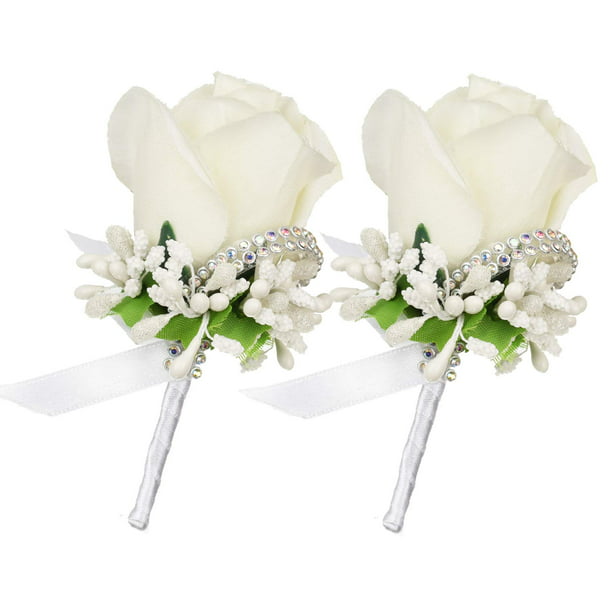 Artificial Rose Flower Groom Boutonniere Corsage Wedding Flower Suit Decor 95UK